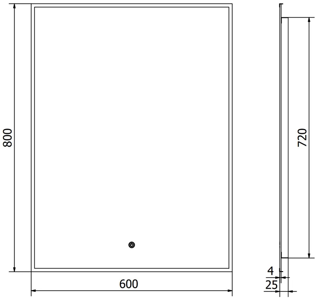 Mexen Erma, LED kúpeľňové zrkadlo s podsvietením a čiernym rámom 60x80 cm, 6000K, ochrana proti zahmlievaniu, 9814-060-080-611-70