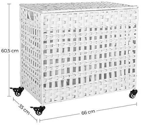 Songmics Kôš na bielizeň na kolieskach Anex, Biela