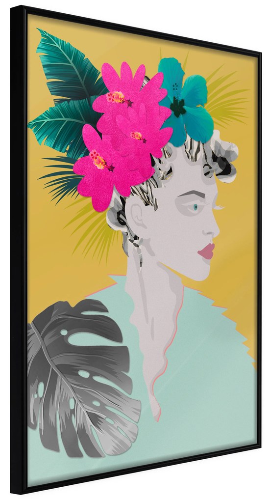 Artgeist Plagát - Flowers In The Hair [Poster] Veľkosť: 20x30, Verzia: Čierny rám s passe-partout