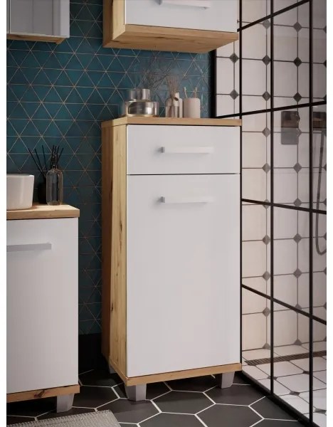 Kúpeľňová skrinka VENOM biela/dub artisan