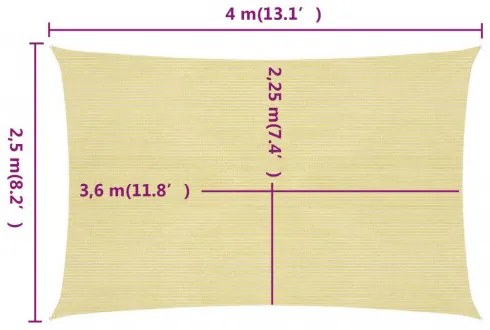 vidaXL Tieniaca plachta 160 g/m² béžová 2,5x4 m HDPE-
