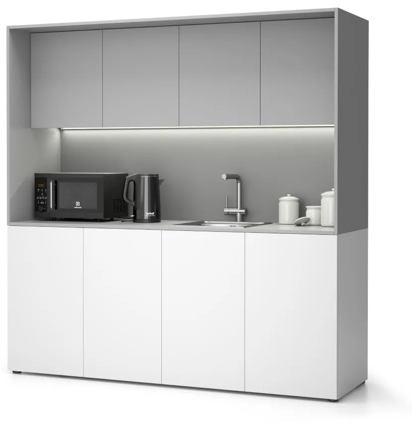 Kuchynka NIKA s drezom a batériou 1963 x 600 x 2000 mm, sivá, pravá