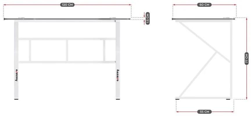 Huzaro Herný stôl Hero 1.6 - bílá