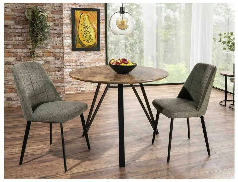 Jedálenský stôl Tetis, priemer 100 cm, orech / čierna