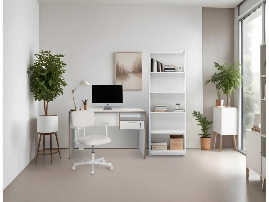 PC stolík Calliope 2 (biela + dub) . Akcia -19%. Vlastná spoľahlivá doprava až k Vám domov. 1109391