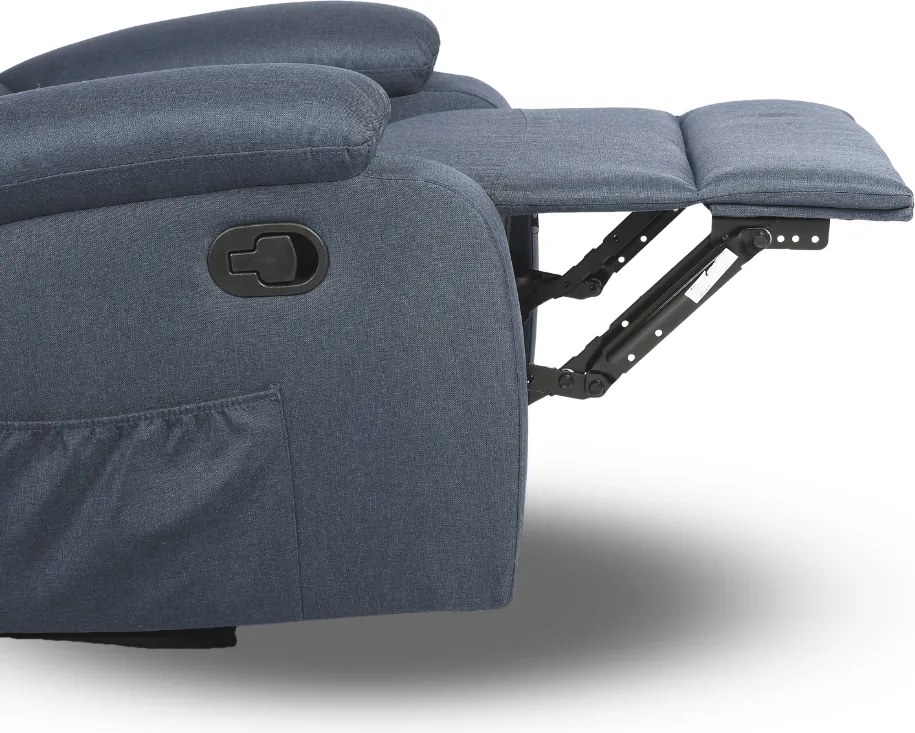 Relaxačné polohovacie TV kreslo VELORA — látka, tmavosivá, nosnosť 130 kg