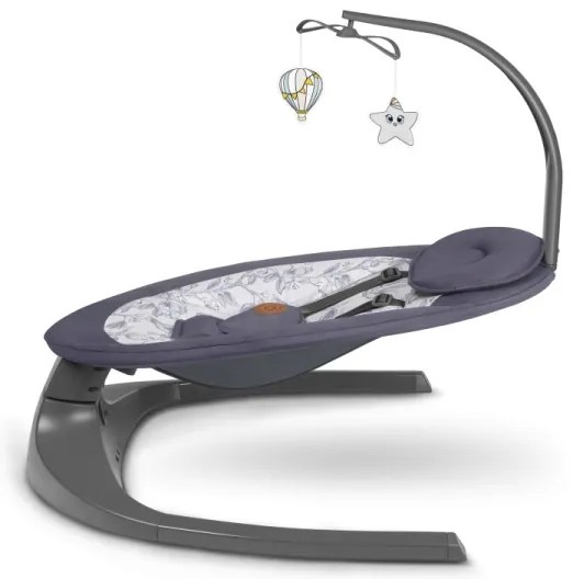 Lionelo - Detská hojdačka s melódiou RALF 4xAA šedo-biela + diaľkové ovládanie