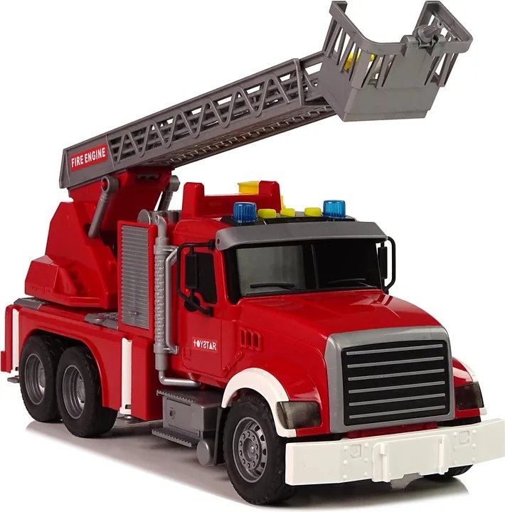 LEAN Toys Hasičské auto červené so striekaním vody, zvukmi a svetlami
