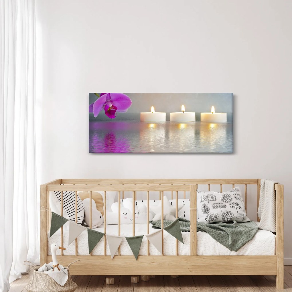 Obraz sviečok na vode (120x50 cm)