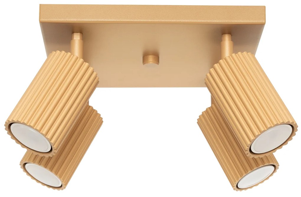 Stropné svietidlo Karbon, 4x zlaté kovové tienidlo, (možnosť polohovania)