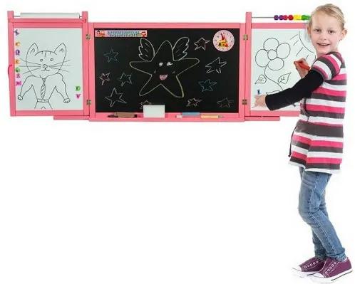 3toysm Inlea4Fun detská magnetická školská tabuľa FIRST SCHOOL ružová 12835