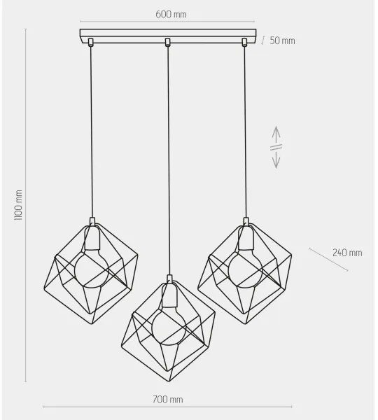 Luster na lanku ALAMBRE 3xE27/60W/230V