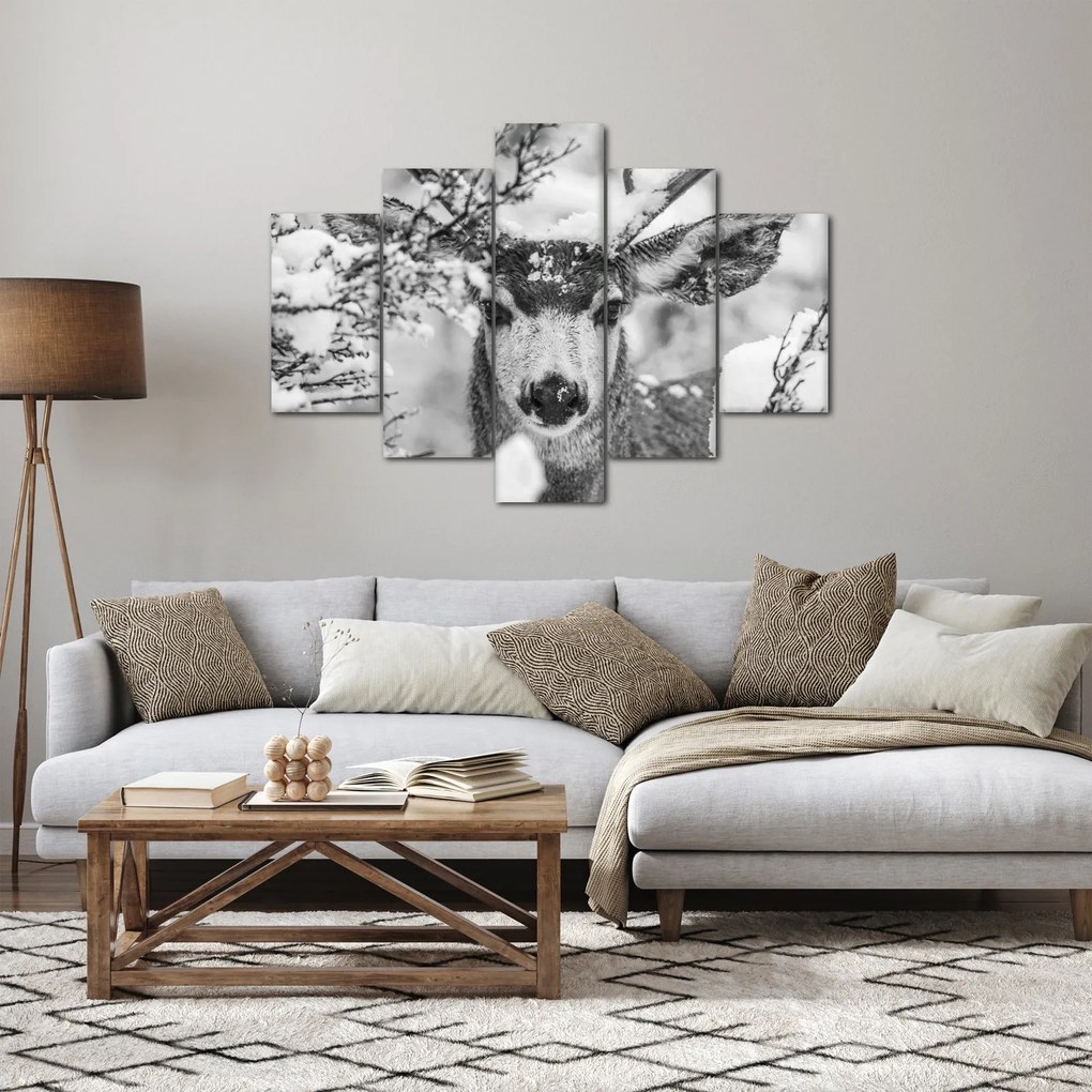 Obraz - Jeleň v zime (150x105 cm)