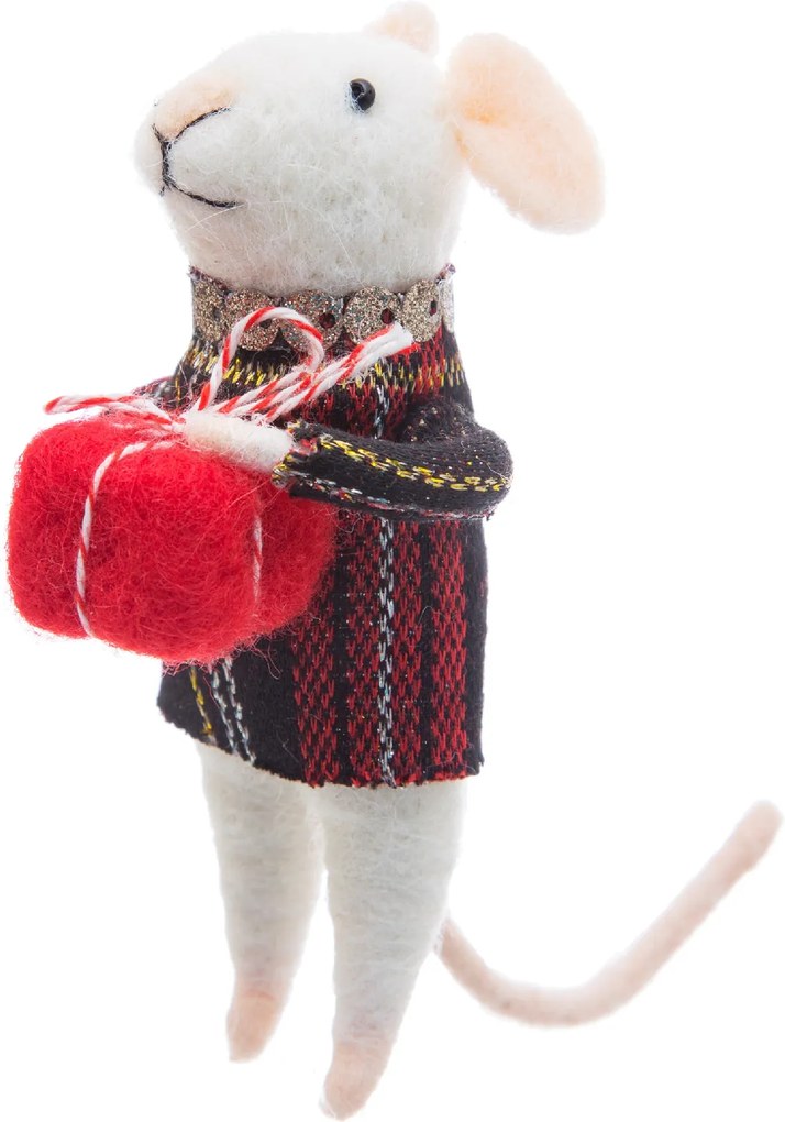 Sass &amp; Belle Vianočná dekorácia - myška s darčekom