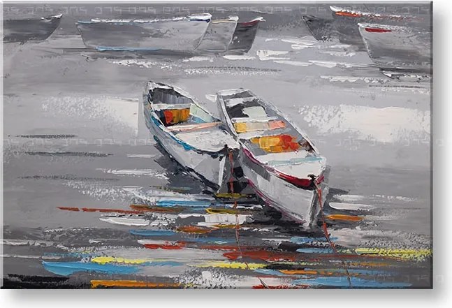 Maľovaný obraz na stenu LOĎKY 90x60 cm