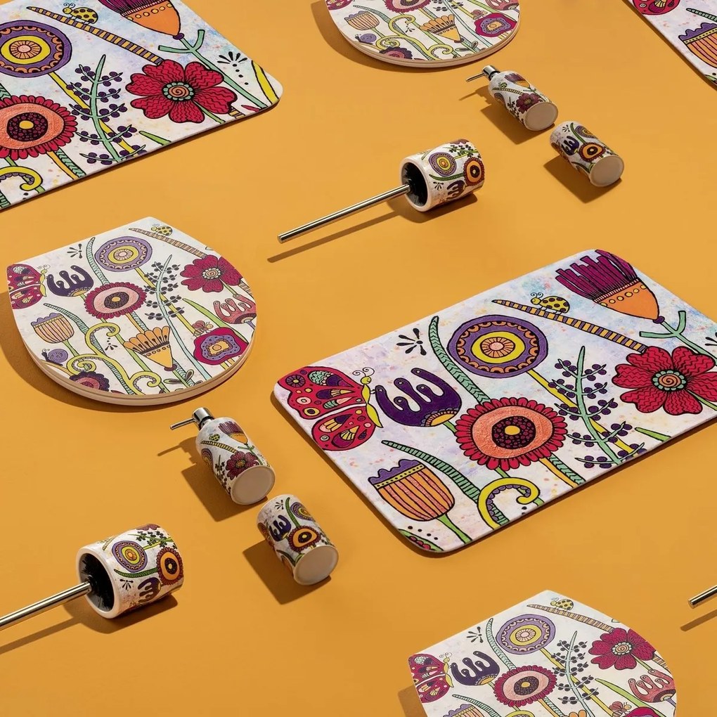 Wenko Keramický téglik na kefky Rollin'Art Full Bloom