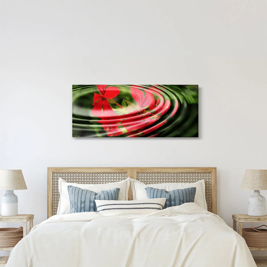 Abstraktný obraz - kvety vo vlnách (120x50 cm)