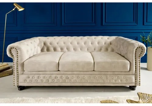 Sedacia súprava 42310 Chesterfield 3-sedenie Zamat Champagner  - Komfort-nábytok