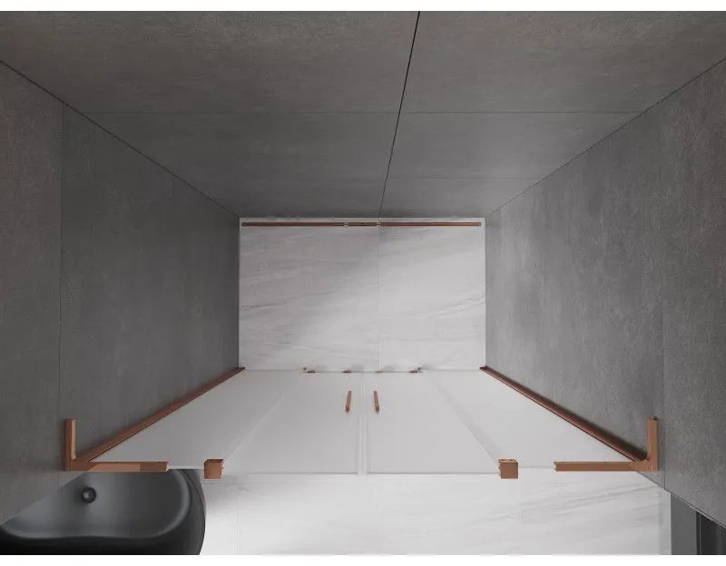 Mexen Velar L Duo, posuvné sprchové dvere do otvoru 150 cm, 8mm sklo námraza, ružové zlato, 871-150-003-32-60