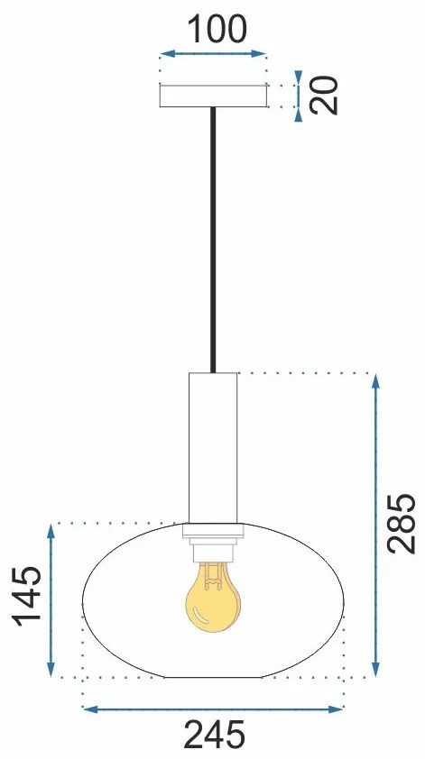 Toolight - Závesné stropné svietidlo z oranžového skla 1xE27 APP464-1CP, oranžová-zlatá, OSW-00594