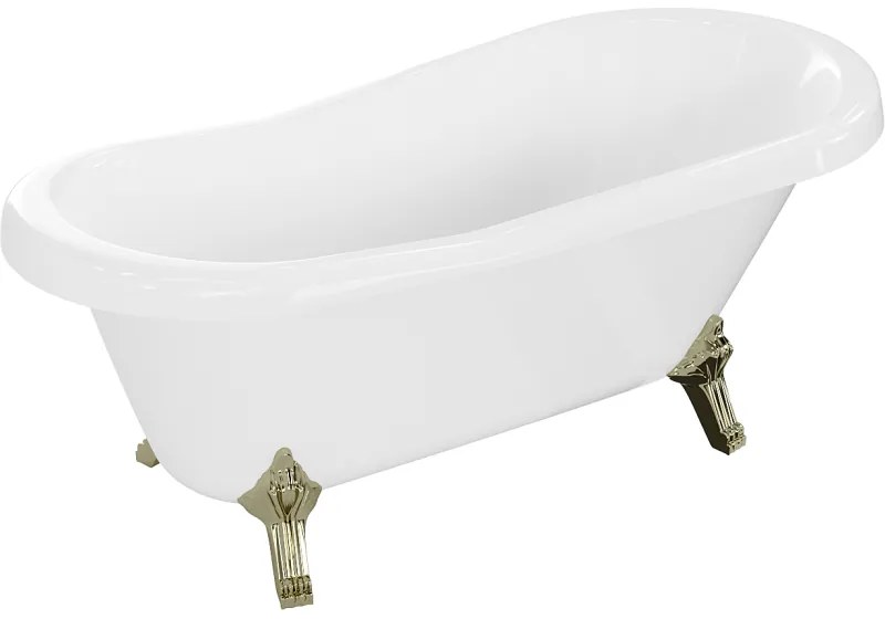 Mexen Retro, voľne stojaca vaňa 150 x 73 cm, biela, zlaté nohy, 53251507300-50