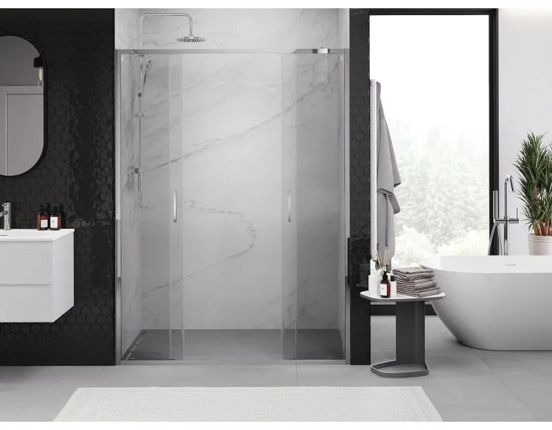 Mexen Exo, 2-krídlové posuvné 150x200 cm, 6mm číre sklo, chrómový profil, 8152-150-000-01-00