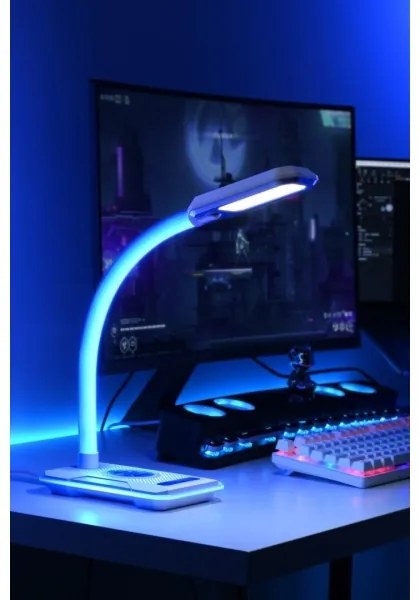 Immax 08988L - LED RGBW Stmievateľná stolná lampa s Qi nabíjaním 30W/230V biela