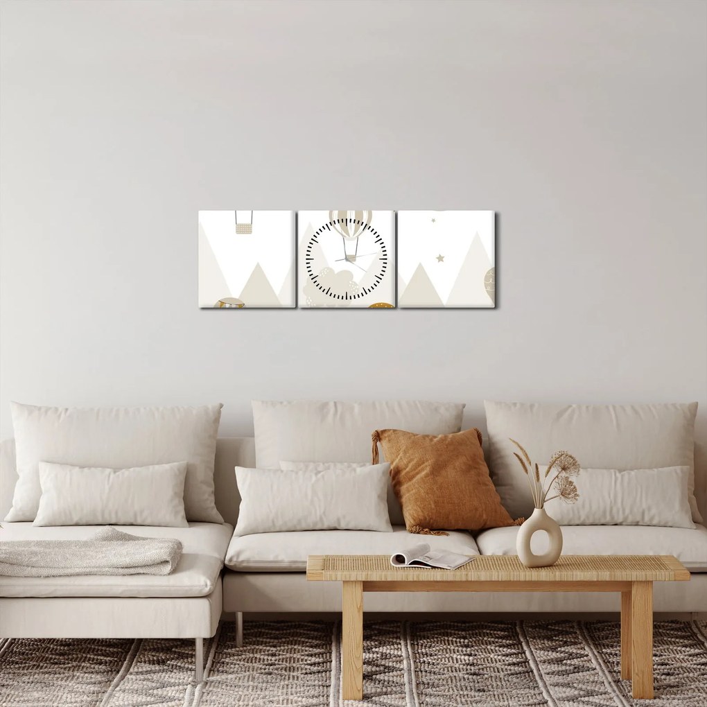 Obraz - Lietajúce balóny (s hodinami) (90x30 cm)