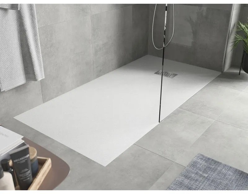 Mexen Hugo, obdĺžniková sprchová vanička SMC 180 x 80 cm, biela, oceľová krytka, 42108018-X