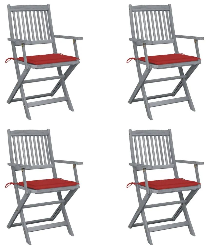 Skladacie vonkajšie stoličky s podložkami 4 ks akáciový masív 3064515