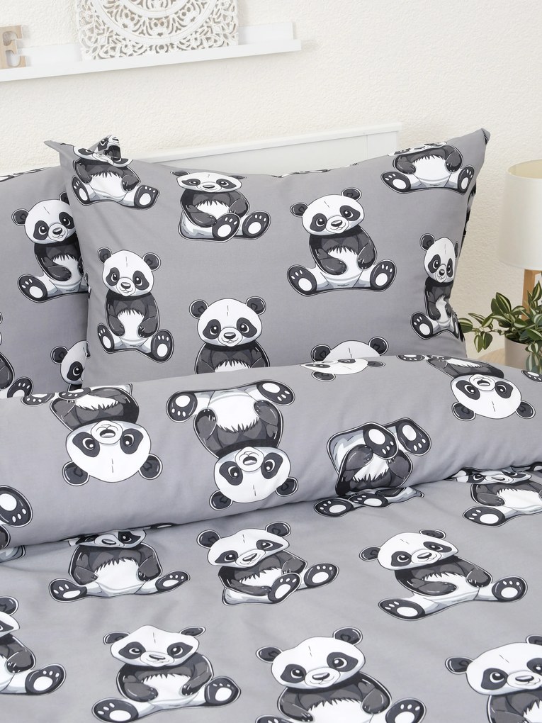 Bavlnené obliečky Renforcé - Panda 140 × 200 cm, 70 x 90 cm