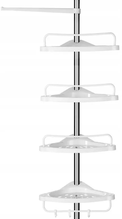 Rohová polica do kúpeľne COMPACT teleskopická 104-315 cm, biela
