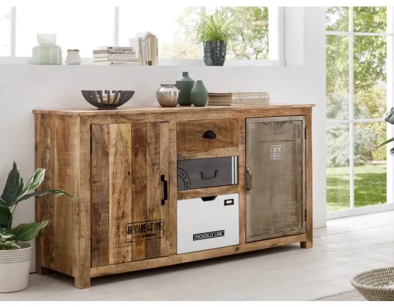 furniture-nabytek.cz - Masívny príborník Pune z mangového dreva, lakovaný, prírodná farba