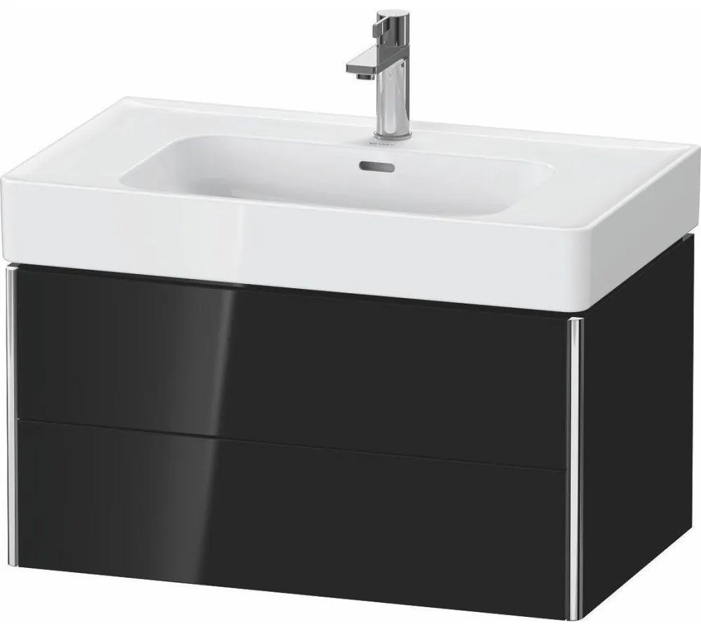 DURAVIT XSquare závesná skrinka pod umývadlo, 2 zásuvky, 784 x 470 x 397 mm, čierna vysoký lesk, XS4399040400000