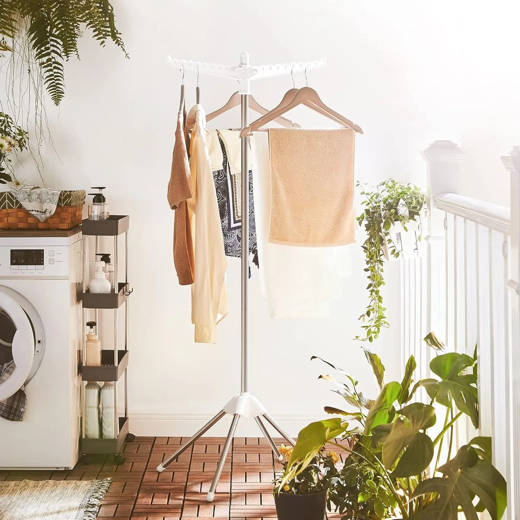 Sušiak na bielizeň, s 3 otočnými ramenami, na 27 ks oblečenia, výška 151,5 cm, biely