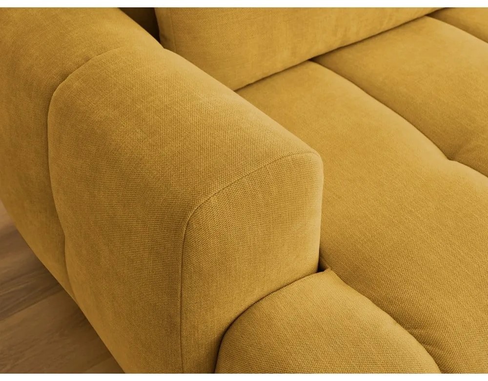 Rozkladacia/s úložným priestorom rohová pohovka v horčicovej farbe (pravý roh/s leňoškou) Fuji – Bobochic Paris