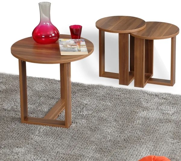 SADA 3x Odkladací stolík MIRA hnedá