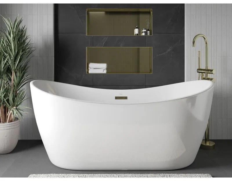 Mexen X-Wall-NR, polička na zapustenie pod obklad bez goliera 75 x 30 cm, zlatá lesklá, 1951753010