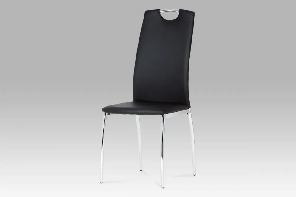 Jedálenská stolička koženka čierna / chróm DCL-419 BK Autronic