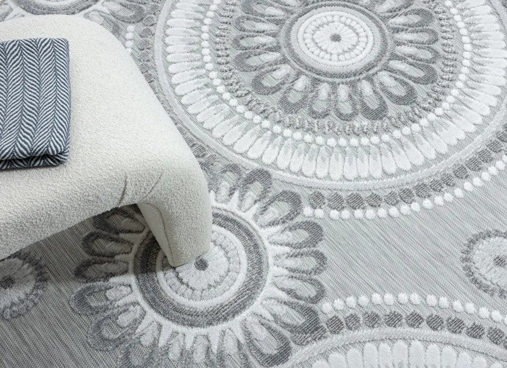 Kusový koberec Ivy II grau – na von aj na doma, 160x230, šedá, chodba / predsieň, My Flair