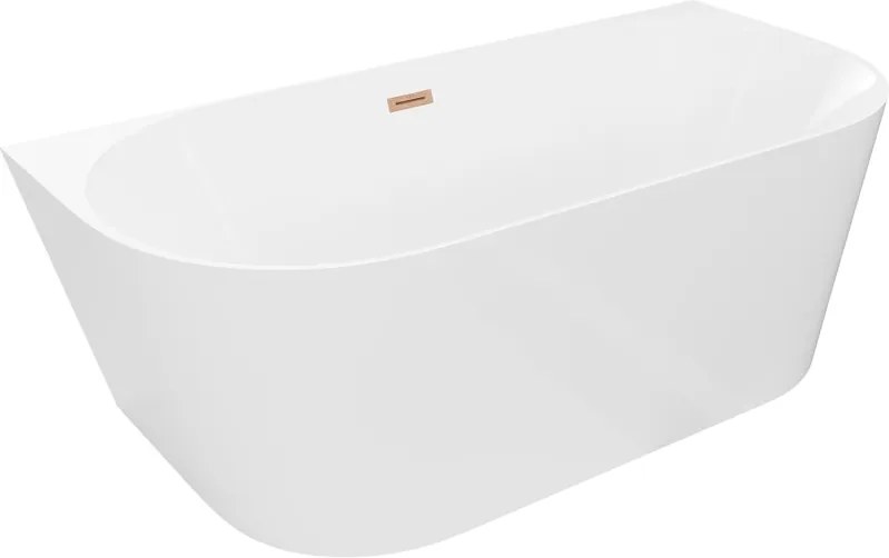 Mexen Oval Slim voľne stojaca kúpeľová vaňa pri stene 170 x 80 cm, biela, prepad brúsená meď - 52661708000-65
