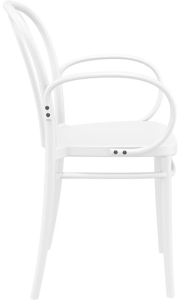 VICTOR XL záhradná stolička s podrúčkami white