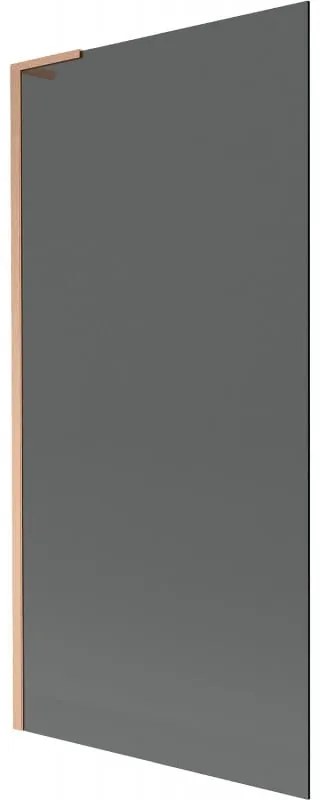 Mexen Next L, 1-krídlová vaňová zástena 90 x 150 cm, 6mm šedé sklo, medený profil, 895-090-000-03-40-65