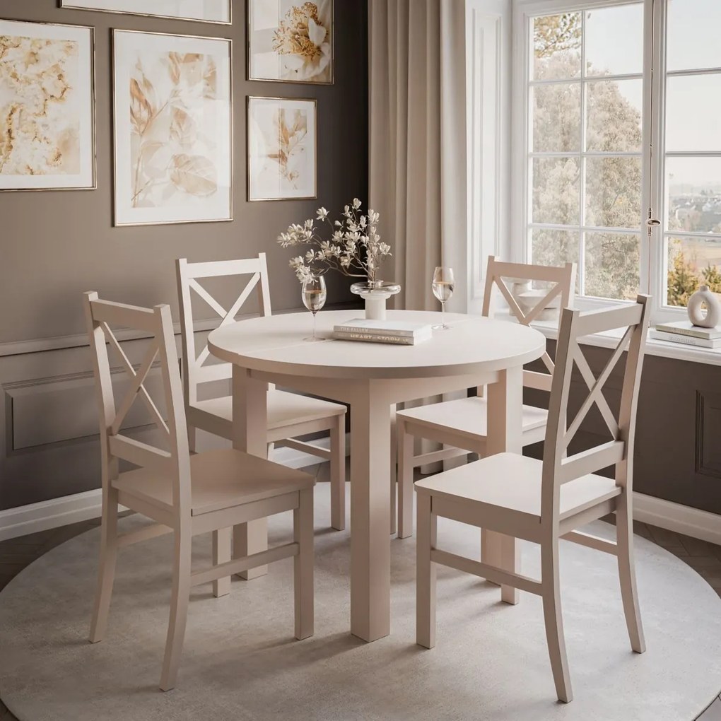 JEDÁLENSKÝ SET LORENA STÔL + 4 STOLIČKY KAŠMÍR 100 / 140 cm