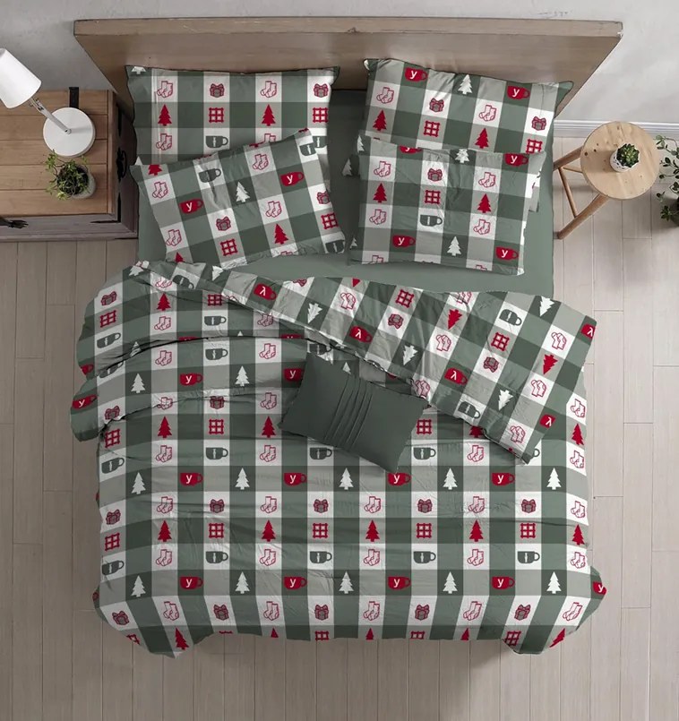 Bavlnené obliečky CHRISTMAS SOCKS zelené Rozmer obliečky: 70 x 90 cm | 140 x 200 cm