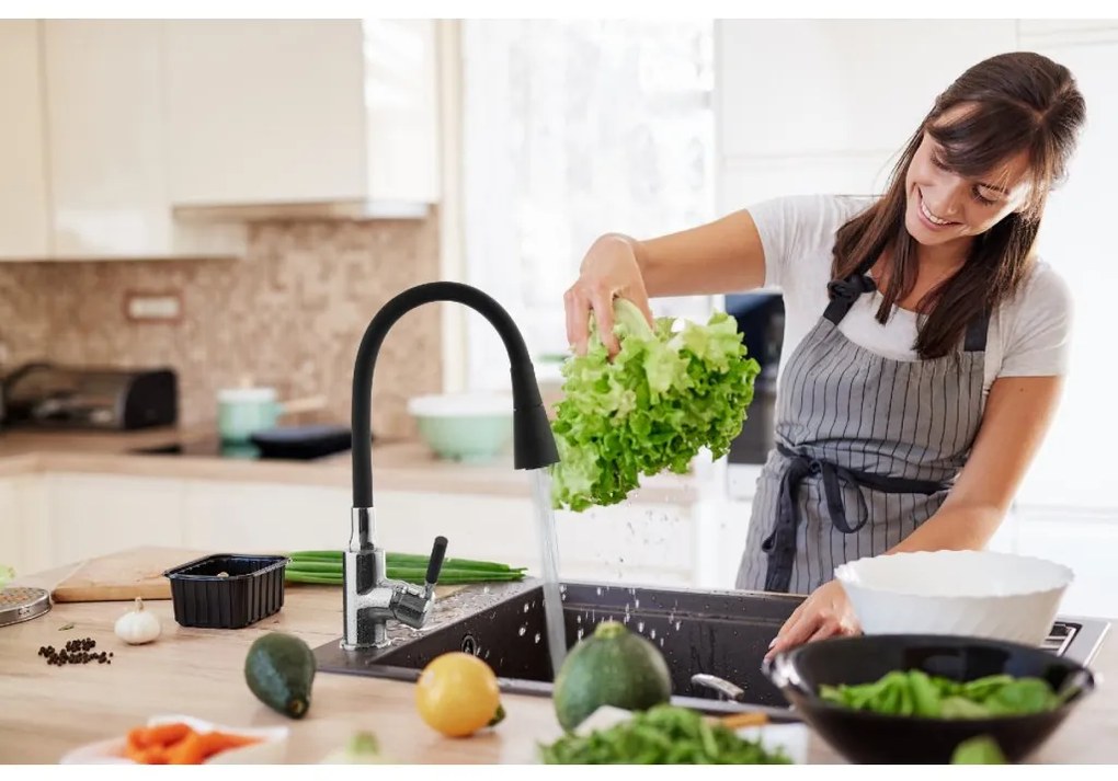 Invena Hula, vysoká drezová batéria 2-funkčná, čierna-chrómová, INV-BZ-85-L04-L