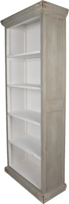 Bielo-šedá antik drevená knižnica Christiane - 80*36*195 cm