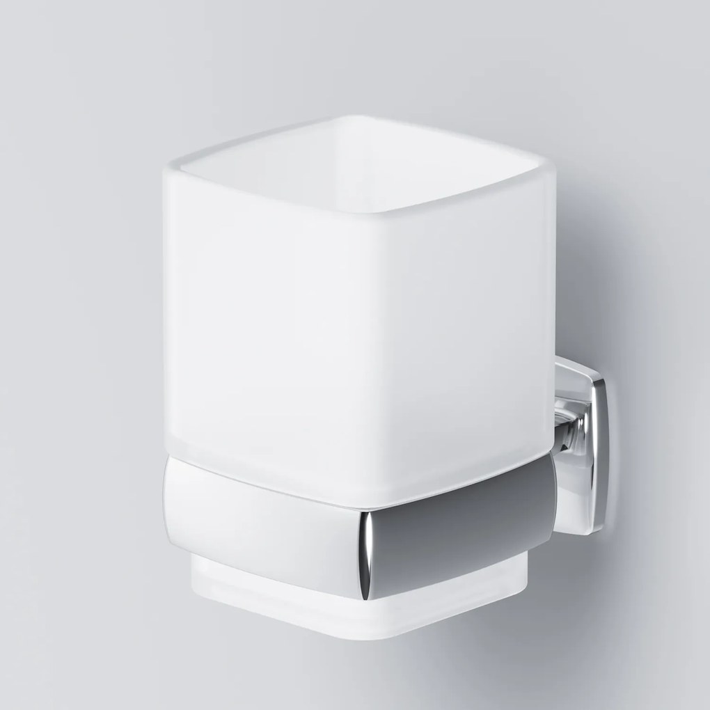 Sklenený pohár na zubné kefky AM.PM Gem AGA34300 nástenný, chróm