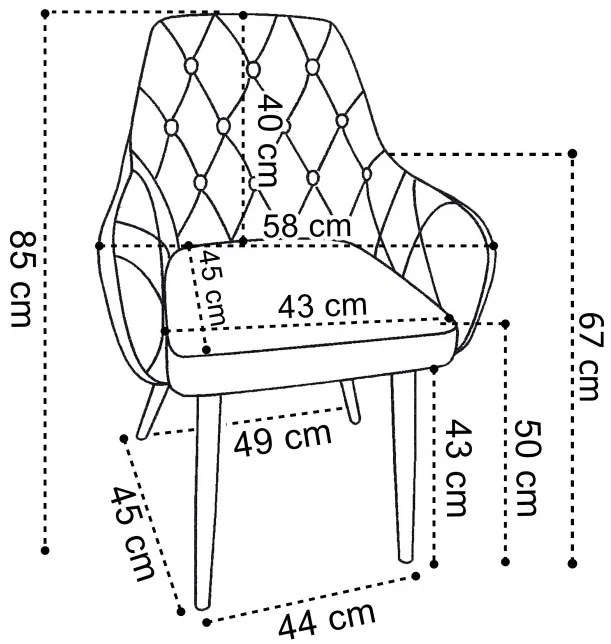 Jedálenská stolička ATLANTA zamatová, grafitová