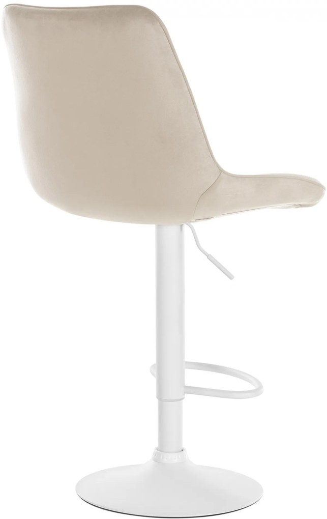Design-Shop 2x Barová stolička Toni - zamat, biely rám Krémová